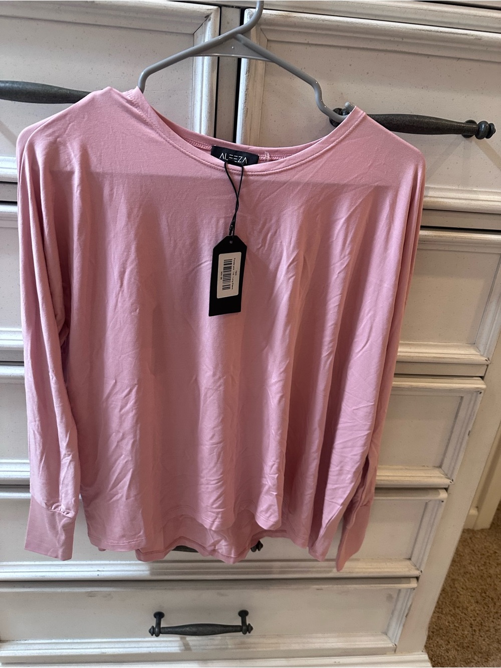 ALEEZA Soft Pink Long-Sleeve loose fitting top